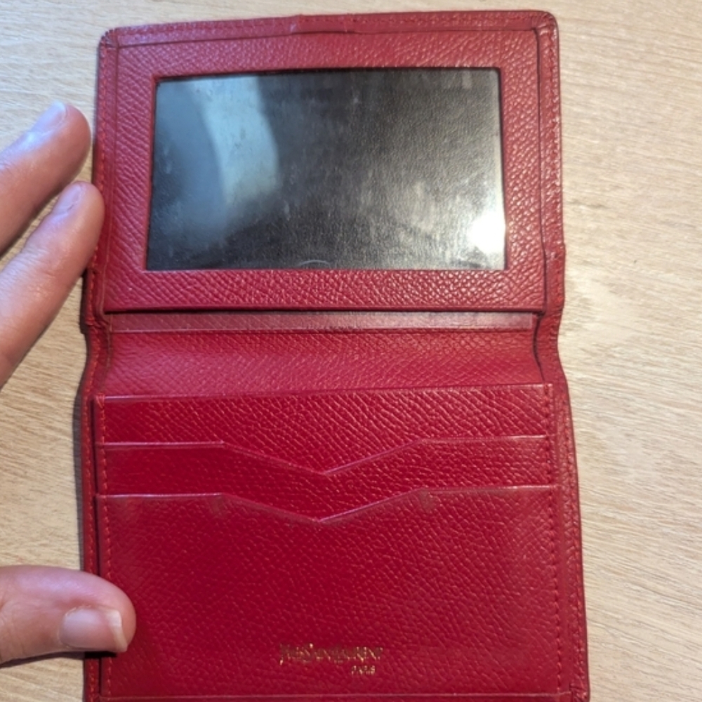 Yves Saint Laurent Red Leather Studded Card Case With COA - Picture 5 of 9